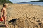 &bdquo;Mittig&aring;rdens Playa&rdquo; - ein herrliches St&uuml;ck Sandstrand am Ufer des Lule&auml;lv