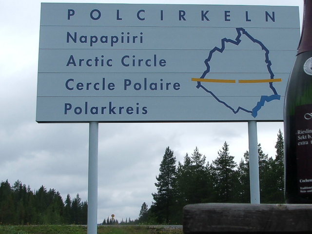 Nördlicher Polarkreis an der Straße 97 südöstlich von Jokkmokk